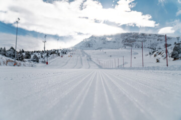 Fototapeta premium ski run from the ground surface