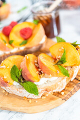 Peach ricotta toast