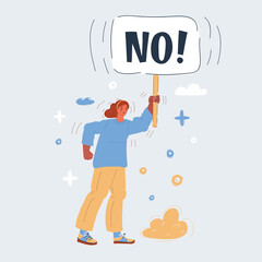 Vector illustration of Lgbt and gay pride parade, protest, people holding rainbow flag or transporant vector. Protesting characters and disapproval gesture, homosexual community. Parade sexual