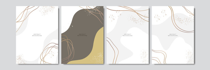 Modern white gold line universal artistic templates. Merry Christmas Corporate Holiday cards and invitations. Abstract frames and backgrounds design. Vector illustration. 