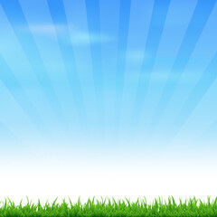 Landscape With Grass And Sky, Vector Illustration