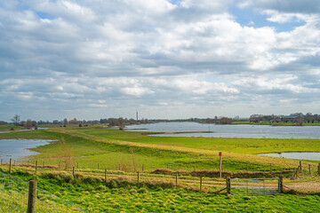 Fototapeta na wymiar View over the river Lek in the Netherlands 