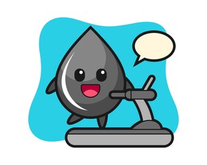 Oil drop cartoon character walking on the treadmill