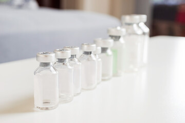 Close up medical reagent bottle