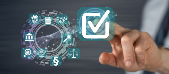 Man touching a validation concept