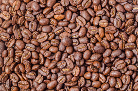 Roasted coffee beans background © gamjai