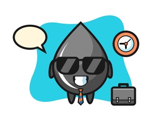 Cartoon mascot of oil drop as a businessman