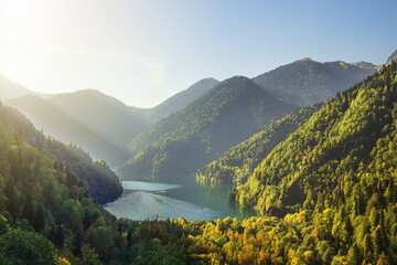 Picturesque, majestic clear turquoise lake.