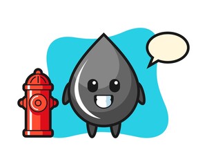 Mascot character of oil drop as a firefighter