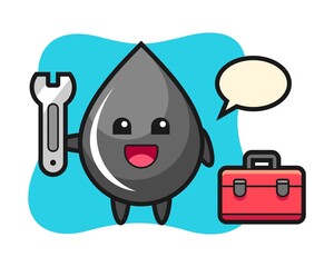 Mascot cartoon of oil drop as a mechanic
