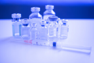 Close up syringes and potions