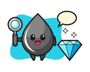 Illustration of oil drop character with a diamond