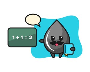 Illustration of oil drop character as a teacher
