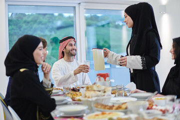 Muslim family having iftar together during Ramadan