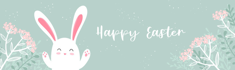 Cute hand drawn Easter design, lovely bunny, great for wallpapers, banners, cards, invitations, greetings - vector design