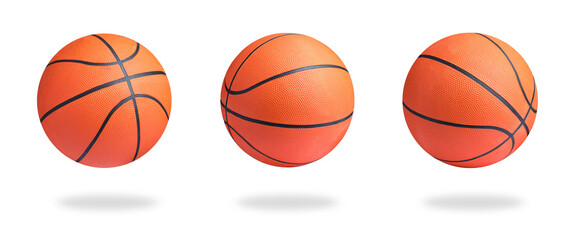 Set with bright basketball balls on white background. Banner design