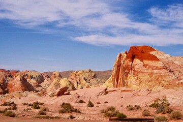 Fototapeta premium Beautiful red rock at Fire Wave in Valley of Fire State Park, Nevada, USA
