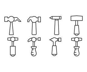 hammer and mallet icons set vector