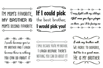 Set of Calligraphy sayings for print. Vector Quotes about brother, brotherhood
