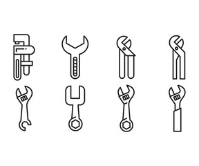 wrench  and pliers icons set vector