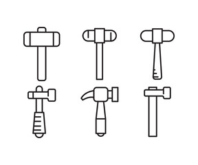 hammer and mallet icons set vector