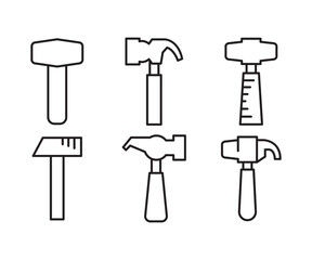 hammer and mallet icons set vector