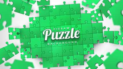 Green Jigsaw Puzzle Pieces Background