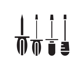 screwdriver tool icons set vector