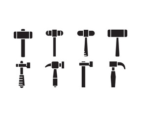hammer and mallet icons set vector