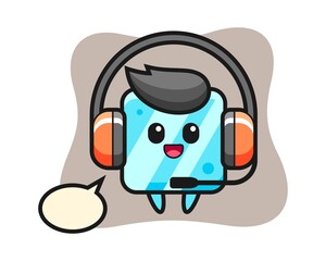 Cartoon mascot of ice cube as a customer service