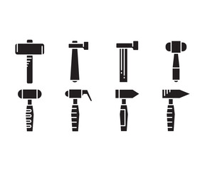 hammer and mallet icons set vector