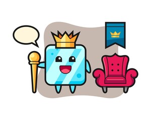 Mascot cartoon of ice cube as a king