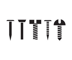 bolt and nail icons set vector