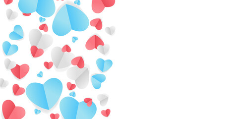 Valentine's day abstract background with cut paper hearts. Vector illustration