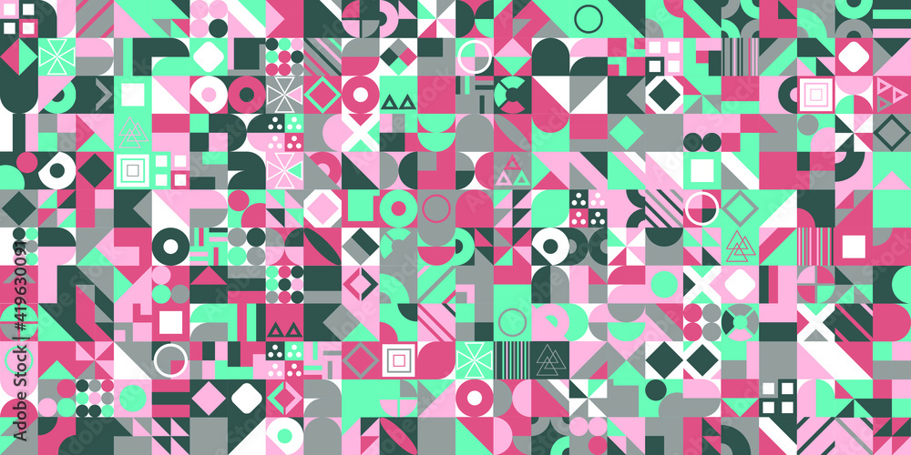 Poster retro pattern of different shapes. colorful vector mosaic backdrop. geometric hipster retro backgrou