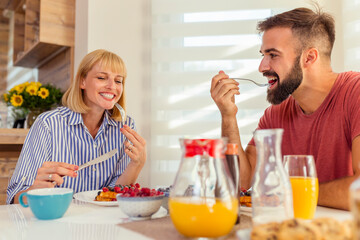 Couple having breakfast