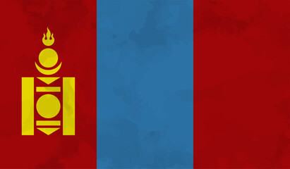 Flag of Mongolia with effect crumpled paper and grunge