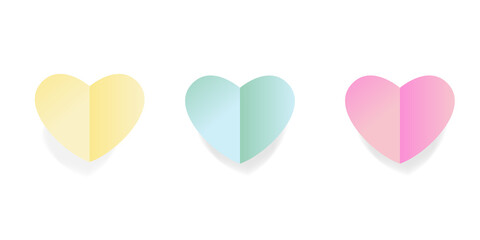 Paper cut line heart shape border with realistic paper heart on white background for valentines, women, mother day greeting invitation graphic design 