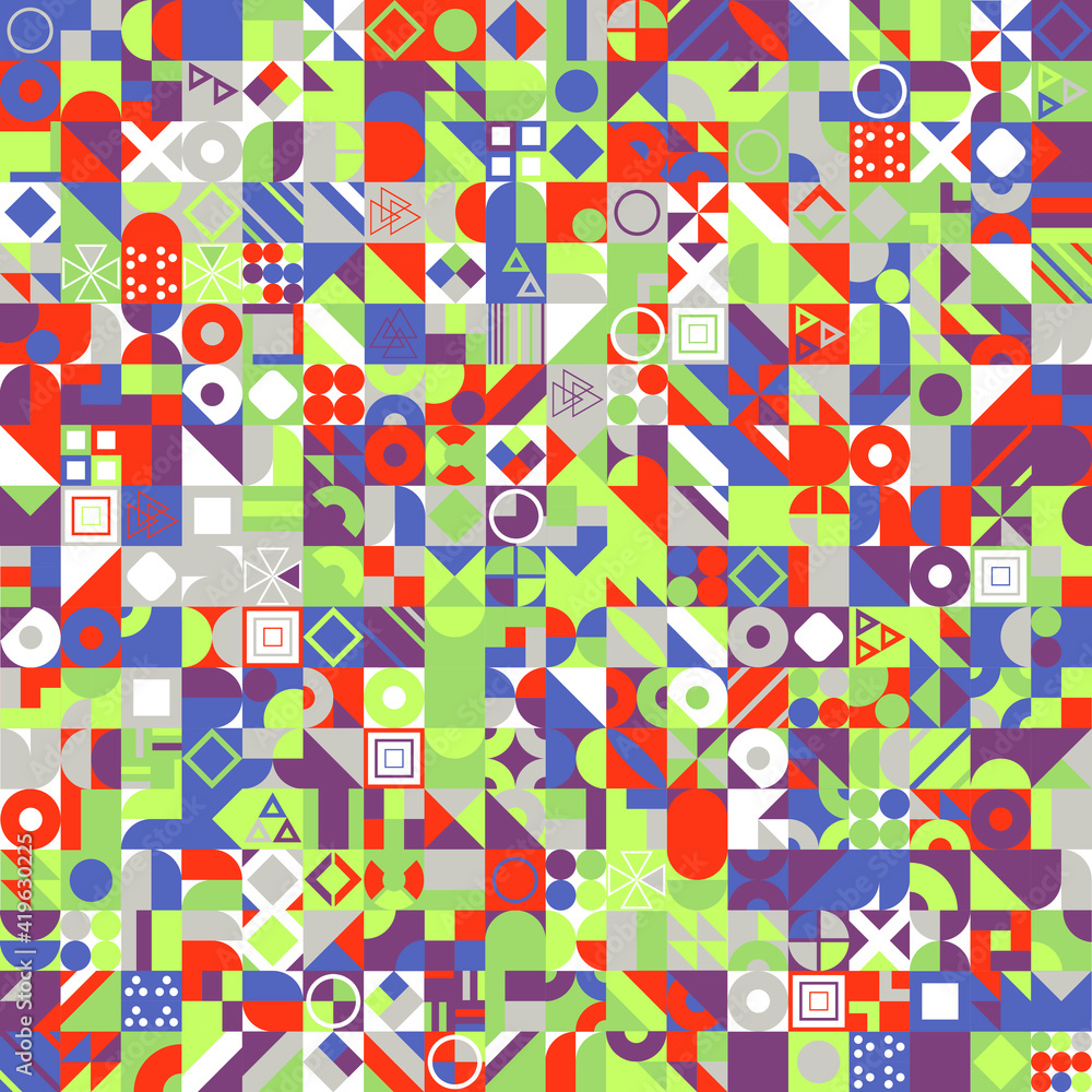 Poster retro pattern of different shapes. colorful vector mosaic backdrop. geometric hipster retro backgrou