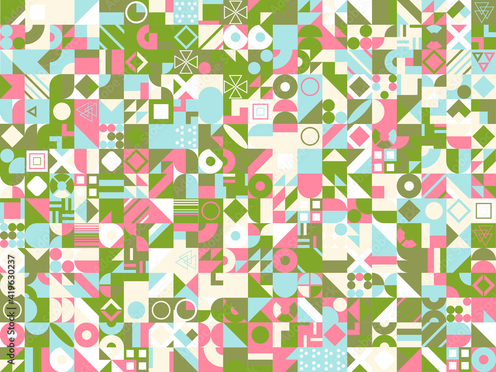 Aufkleber retro pattern of different shapes. colorful vector mosaic backdrop. geometric hipster retro backgrou