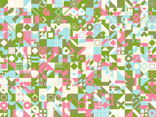 Retro pattern of different shapes. Colorful vector mosaic backdrop. Geometric hipster retro background