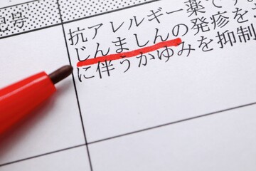 蕁麻疹の薬に関する説明書