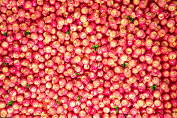 Apples background, a lot of red fruits, apple texture