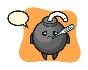 Bomb mascot character with fever condition