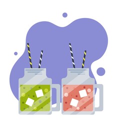 Flat vector illustration of smoothies. 