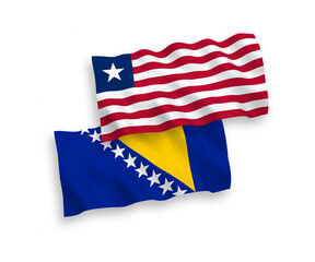 Flags of Liberia and Bosnia and Herzegovina on a white background