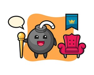 Mascot cartoon of bomb as a king