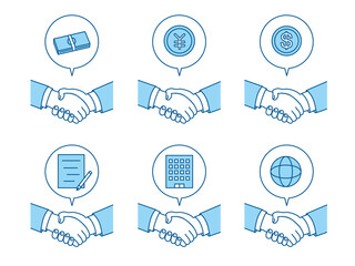 握手　アイコン　セット　ビジネス　手　取引　契約　協力　イラスト素材