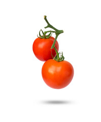 Tomatoes on the vine isolated on white background
