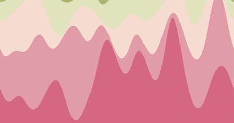 Abstract waves background. Loopable smoothly moving curves in green and pink colors. Appealing footage.